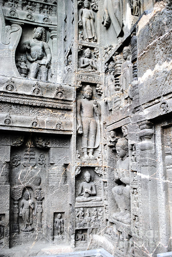 Architecture Photograph - Buddha carvings at ajanta caves #1 by Sumit Mehndiratta