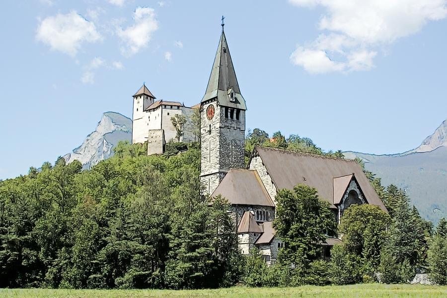 Burg Gutenberg and Church Balzers Liechtenstein  #1 Photograph by Joseph Hendrix