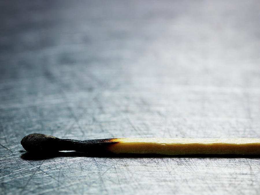 Horizontal Photograph - Burned Match On Stainless Steel. by Ballyscanlon Horizontal Photograph - Burned Match On Stainless Steel. by Ballyscanlon