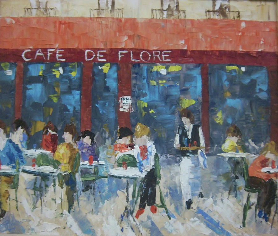 Flower Painting - Cafe de Flore Paris France #1 by Frederic Payet