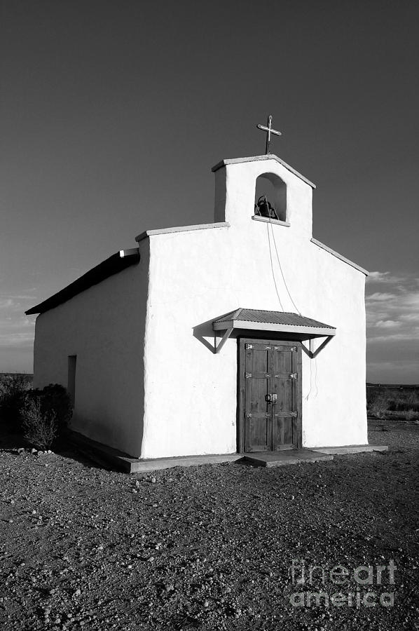 Calera Mission Chapel in West Texas Black and White #3 Photograph by Shawn OBrien
