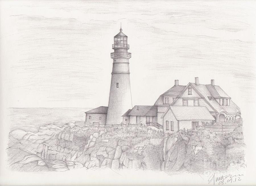 Cape Elizabeth in Maine Drawing by Min Suh Fine Art America