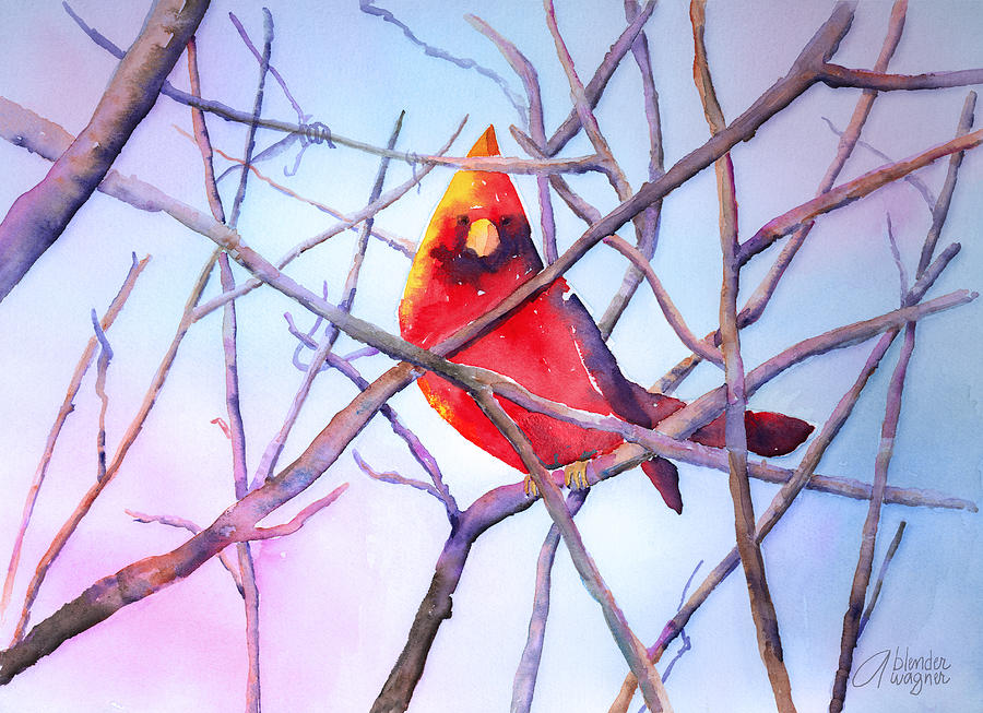 Cardinal On A Branch #1 Painting by Arline Wagner