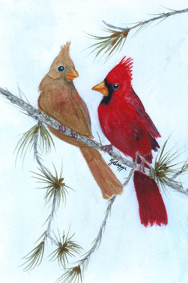 Cardinal Pair #1 Painting by Elise Boam