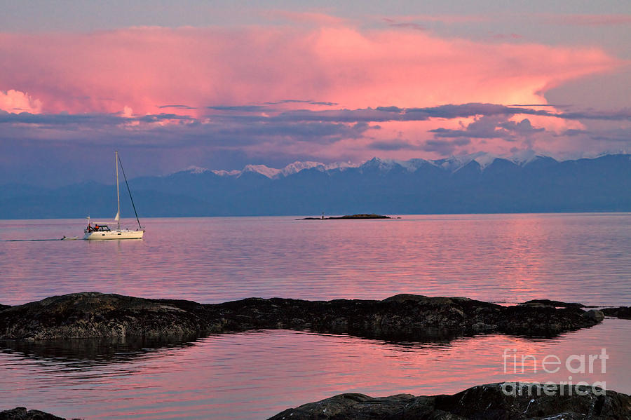 Sunset Photograph - Cattle Point and the Strait of Juan de Fuca by Louise Heusinkveld