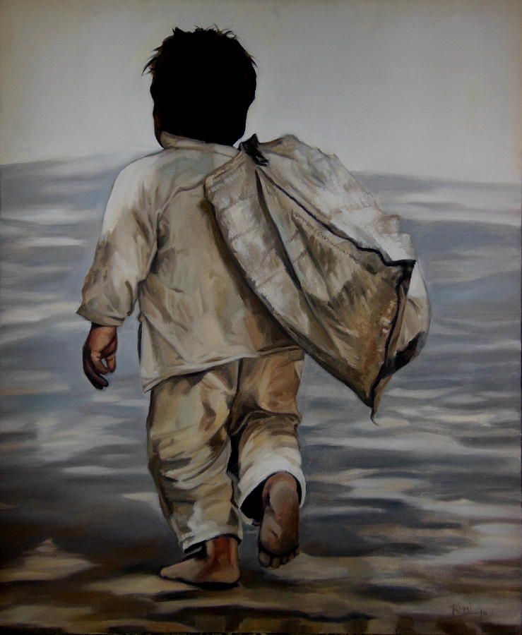 Child Begger Painting by Romi Soni