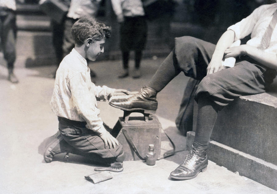 Child Labor, Bootblack Near City Hall Photograph by Everett