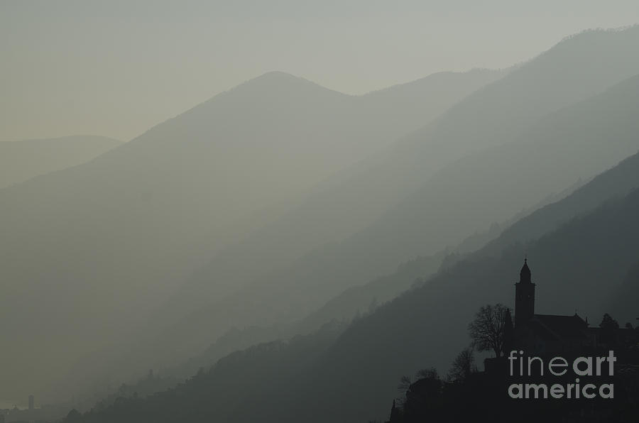 Church on a foggy mountain #1 Photograph by Mats Silvan
