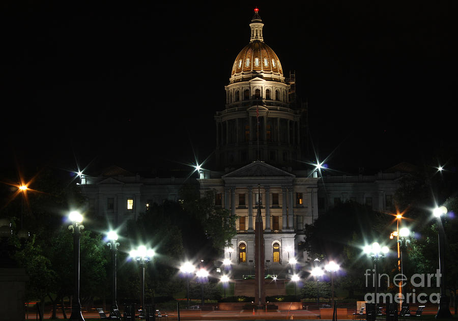 Colorado Capitol at night #1 Photograph by David Bearden
