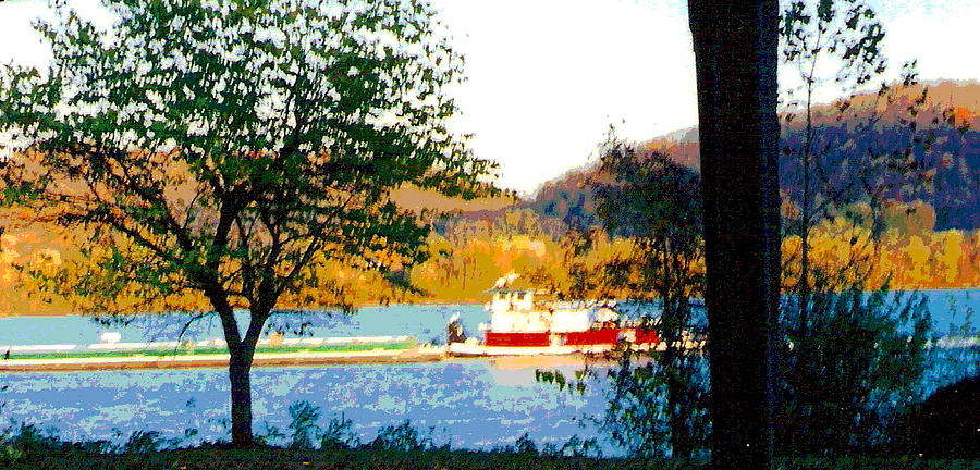 Colorful Barge at Flood Stage #1 Photograph by Padre Art