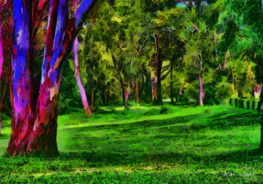 Colourful parkland #1 Digital Art by Fran Woods