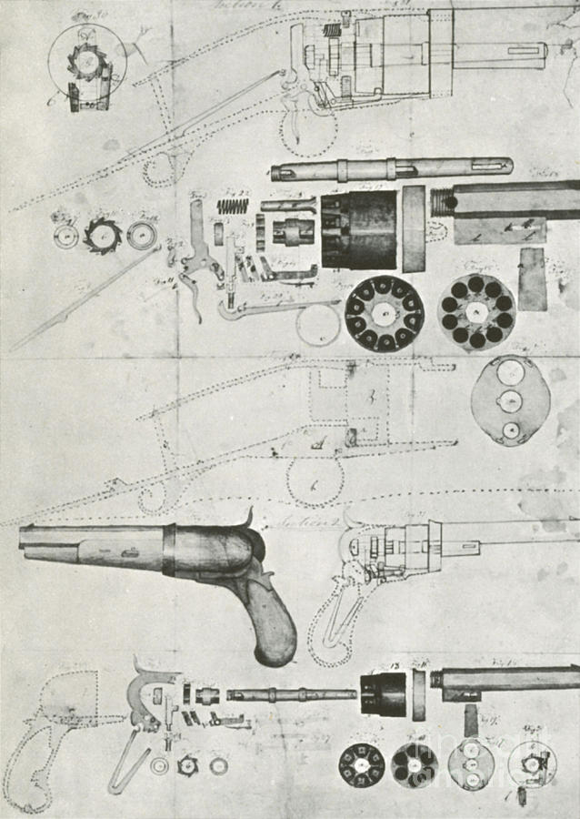 Colt Pistol, Us Patent Diagram #1 Photograph by Science Source