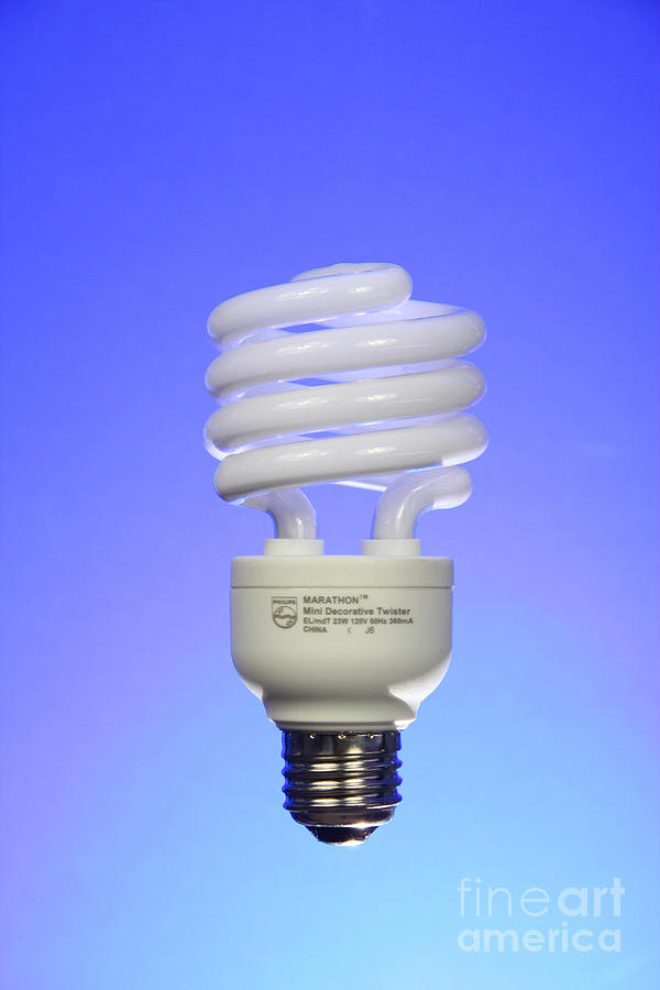 Compact Fluorescent Light Bulb #1 Photograph by Photo Researchers, Inc.