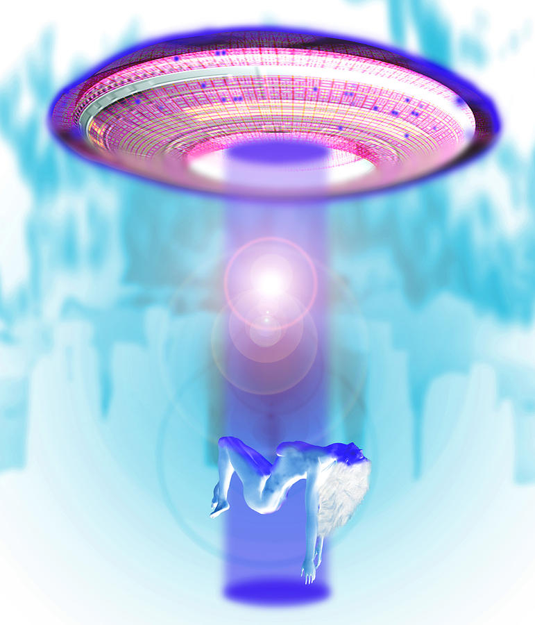 Alien Photograph - Computer Artwork Of Woman Being Abducted By Aliens #1 by Victor Habbick Visions
