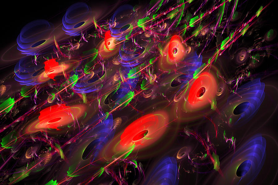 Computer Generated Blue Red Green Abstract Fractal Flame Modern Art #1 Digital Art by Keith Webber Jr