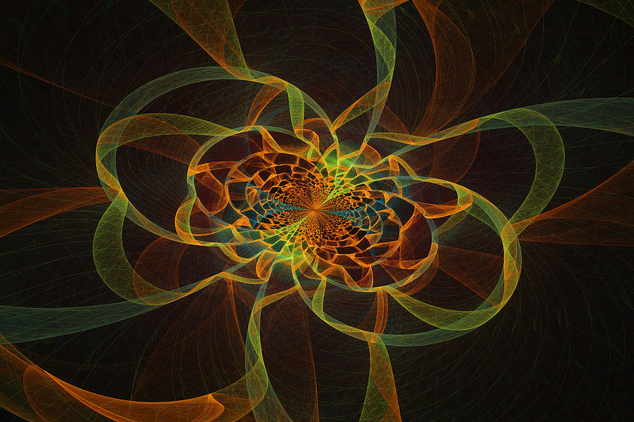 Computer Generated Yellow Vortex Abstract Fractal Flame Art Digital Art By Keith Webber Jr