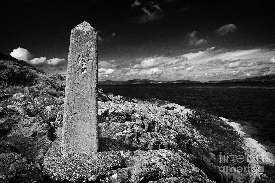 Concrete Photograph - concrete mile marker post originally erected for the RMS titanic speed trials in Belfast Lough #1 by Joe Fox