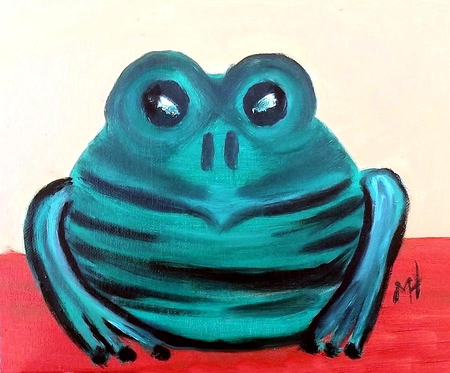 Contented Male Frog #1 Painting by Margaret Harmon