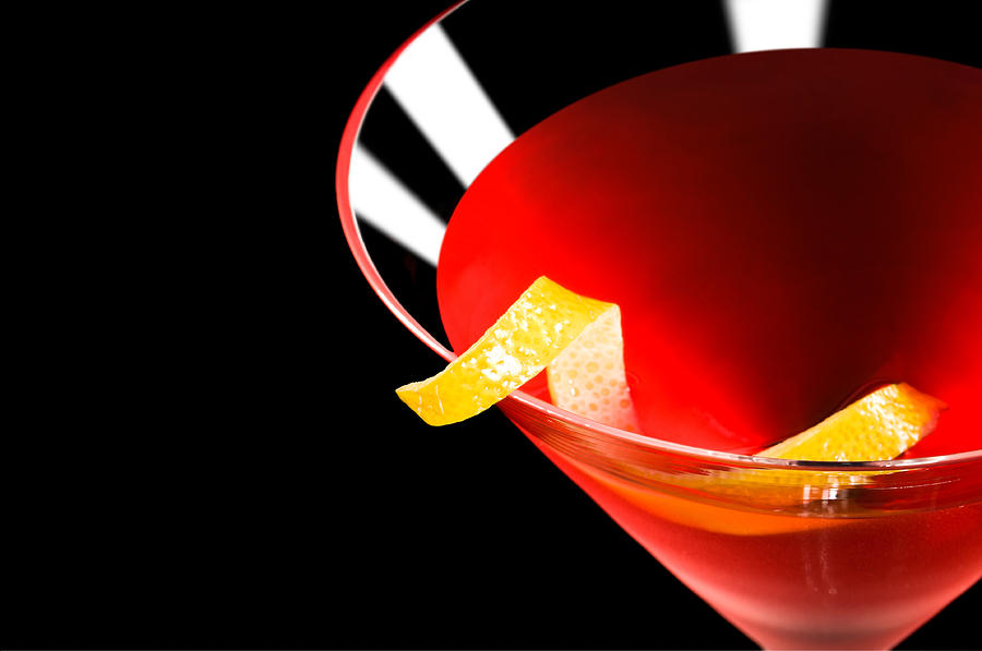 Cosmopolitan Cocktail In Front Of A Black Background Photograph