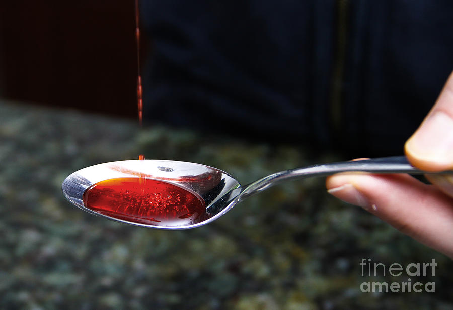 Cough Medicine In Spoon #1 Photograph by Photo Researchers, Inc.