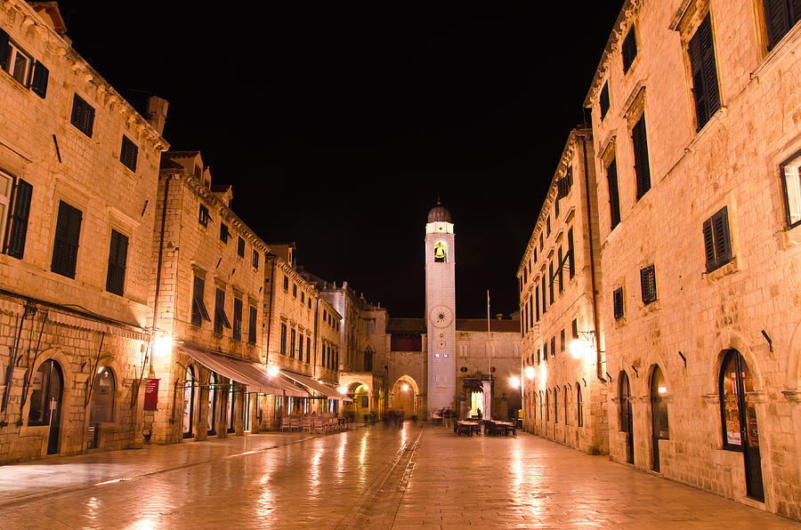 Landmark Photograph - Croatia Dubrovnik at night #1 by Assawin Chomjit