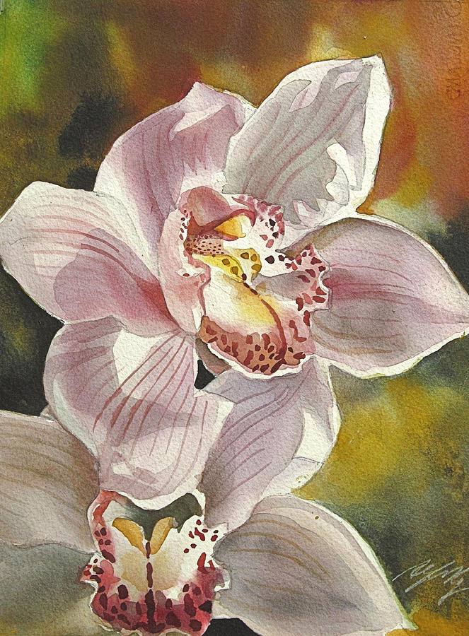 Cymbidium Orchids #1 Painting by Alfred Ng