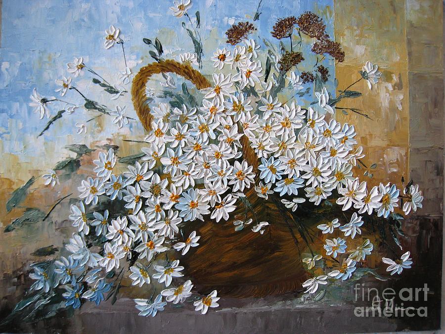 A Basket with Daisies Painting by Amalia Suruceanu