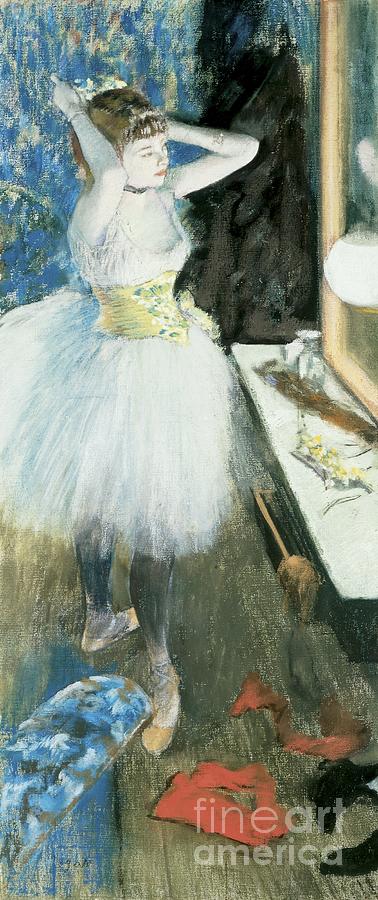 Dancer in her dressing room Pastel by Edgar Degas
