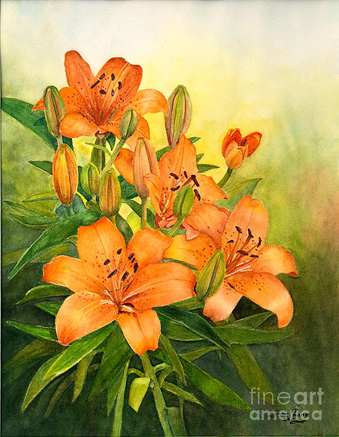 Day Lilies Painting by Jean A Chang