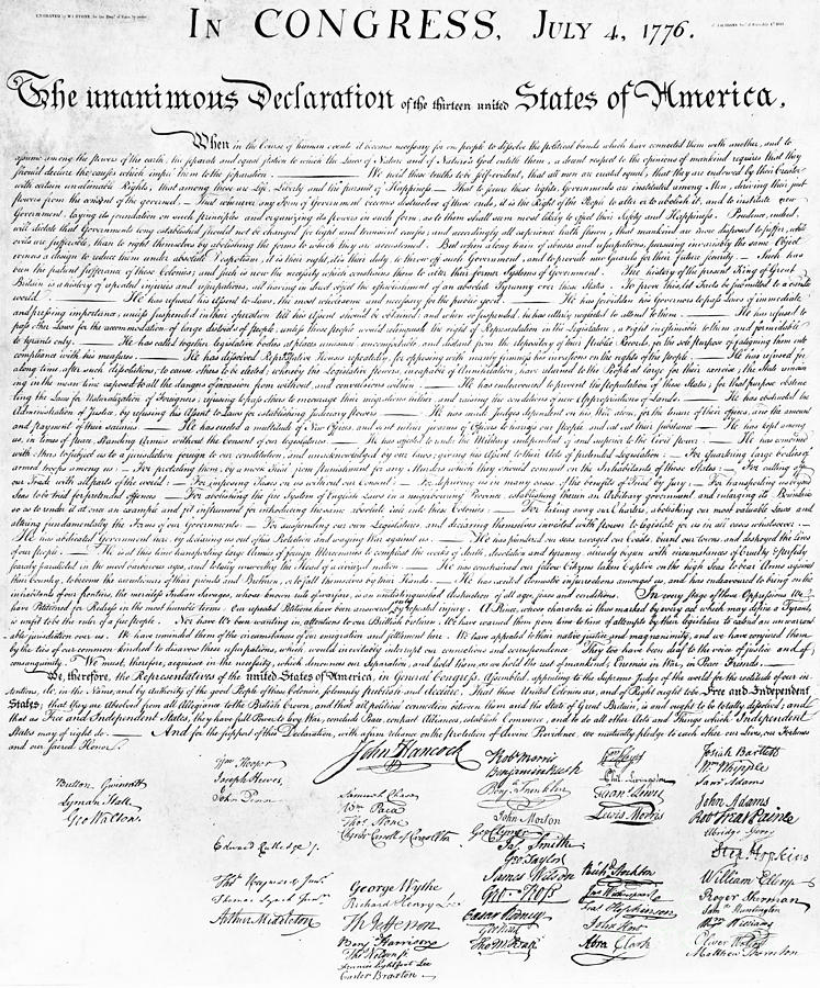 Thomas Jefferson Photograph - Declaration Of Independence #1 by Photo Researchers
