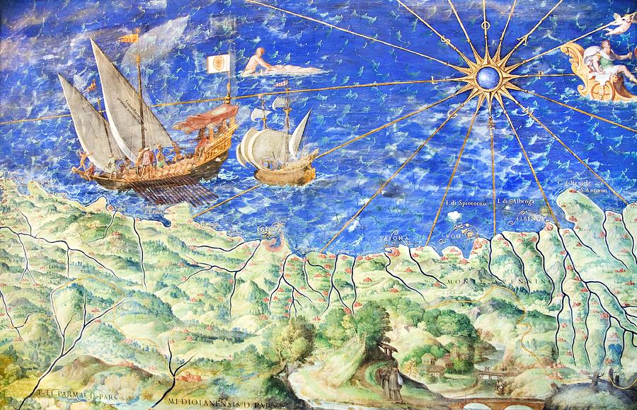 Map Photograph - Detail Of 16th Century Map Of Liguria #1 by Sheila Terry