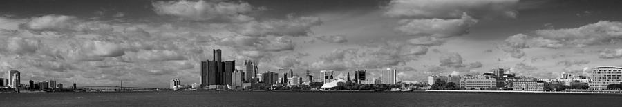 Black And White Photograph - Detroit Skyline in Black and White #1 by Twenty Two North Photography