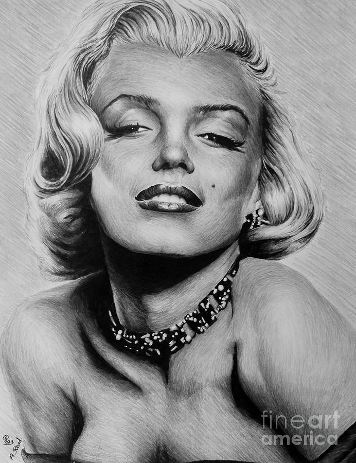 Marilyn Monroe Drawing - Diamonds are a girls best friend by Andrew Read