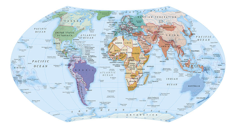 Digital Illustration Of Map Showing World Population Areas #1 Digital Art by Dorling Kindersley