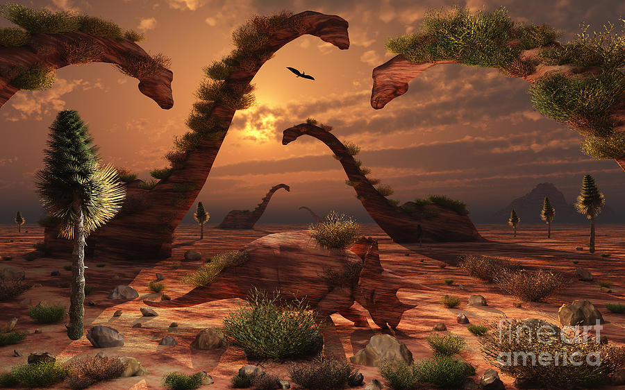 Dinosaur Sculpture Park With Lifesize Digital Art by Mark