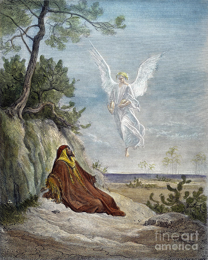 Elijah And Angel Drawing by Gustave Dore