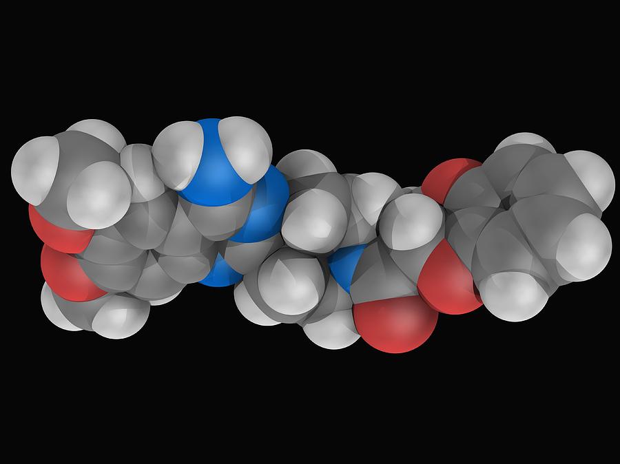 Doxazosin Drug Molecule #1 Digital Art by Laguna Design