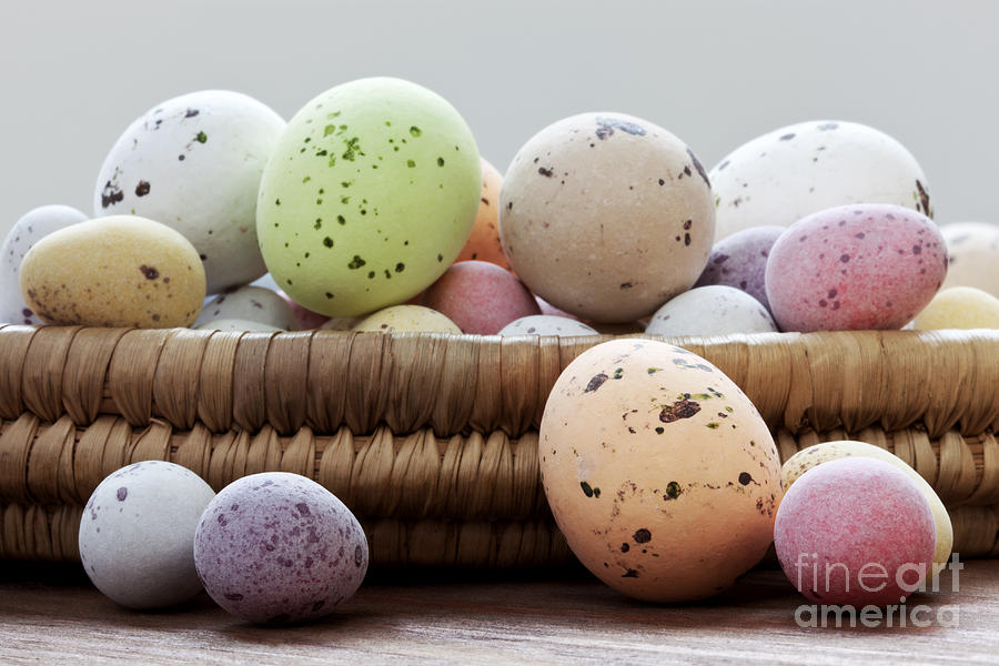 Easter Photograph - Easter eggs in a wicker basket #1 by Richard Thomas