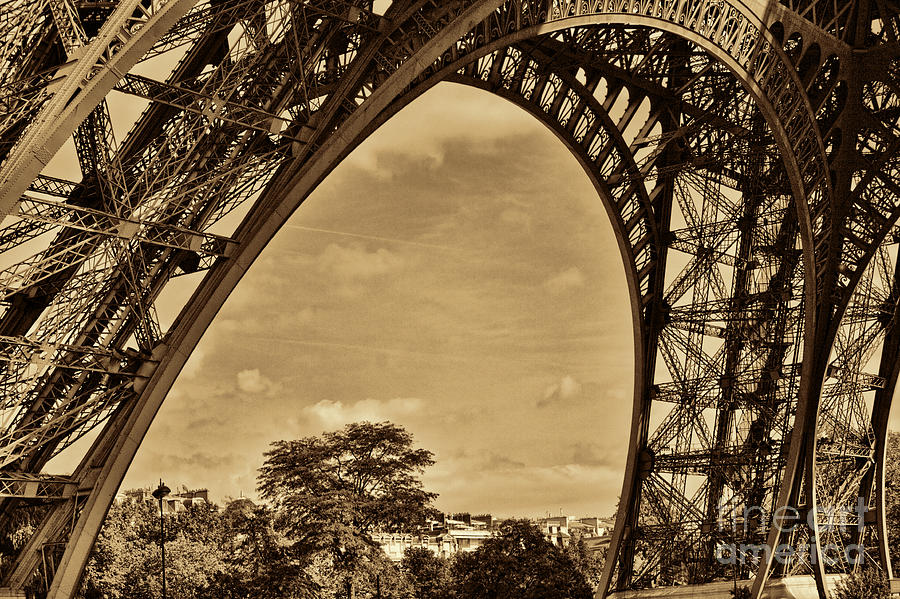 Paris Photograph - Eiffel Tower Sepia #1 by Chuck Kuhn