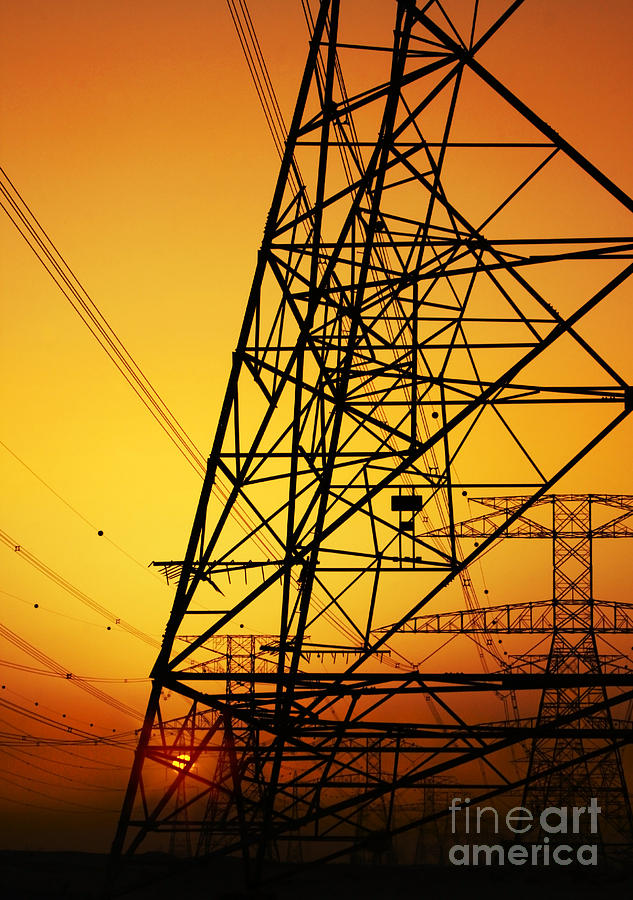Sunset Photograph - Electricity Pylon #2 by Anna Om