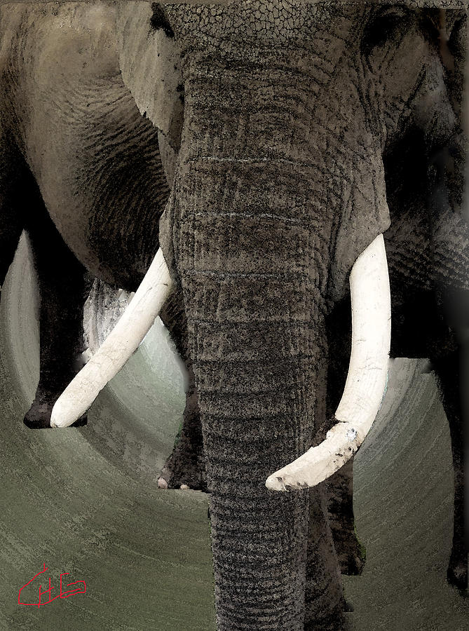 Nature Painting - Elephant Greet #1 by Colette V Hera Guggenheim