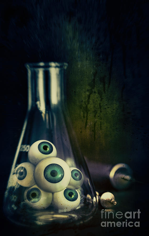 Eyeballs in lab beaker with needles #1 Photograph by Sandra Cunningham