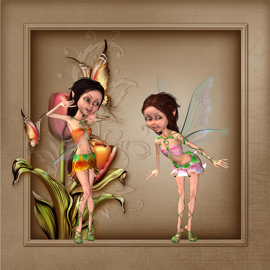 Fairies in the garden #1 Digital Art by John Junek