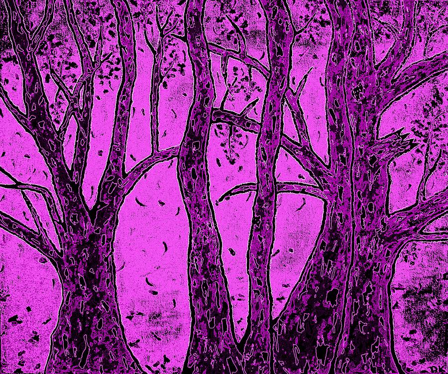 Falling Leaves Purple Digital Art by Ron Kandt