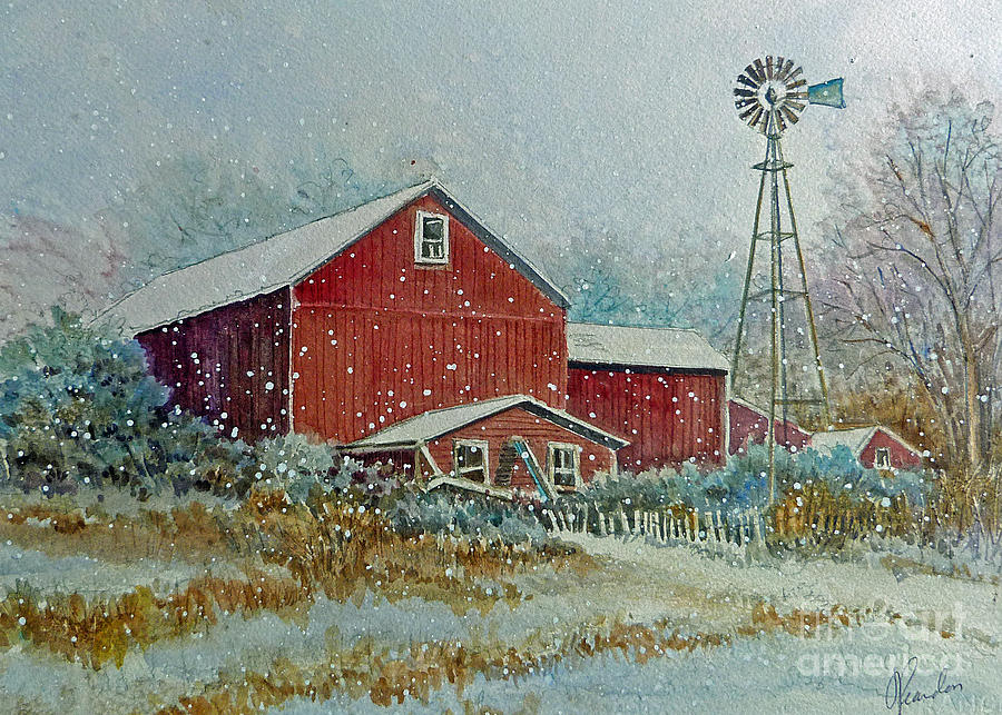 Farm in Winter #1 Painting by Louise Peardon