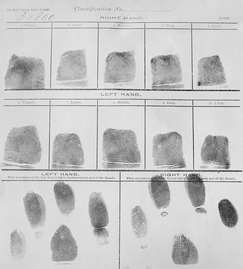 Fingerprint Record Sheet From The Navy Photograph by Everett