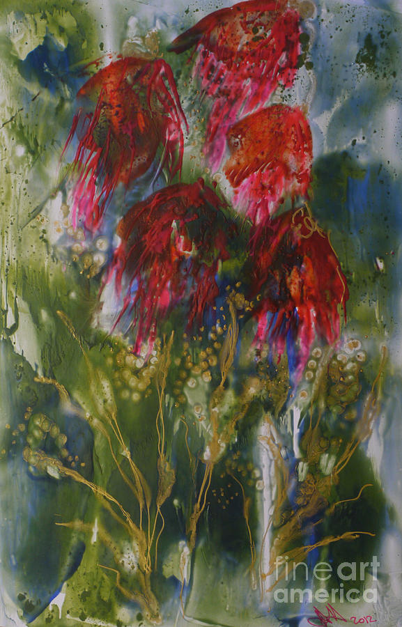 Five Flowers #1 Painting by Heather Hennick