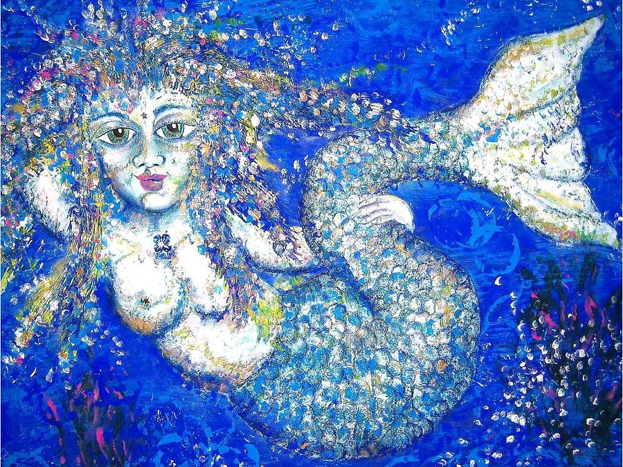 Floating Mermaid #1 Painting by Suzan  Sommers