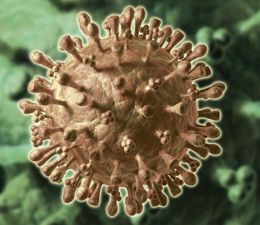 Pathogen Photograph - Flu Virus Particle, Artwork #1 by Roger Harris