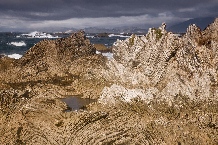 Folded Limestone Layers Kaikoura New #1 Photograph by Colin Monteath